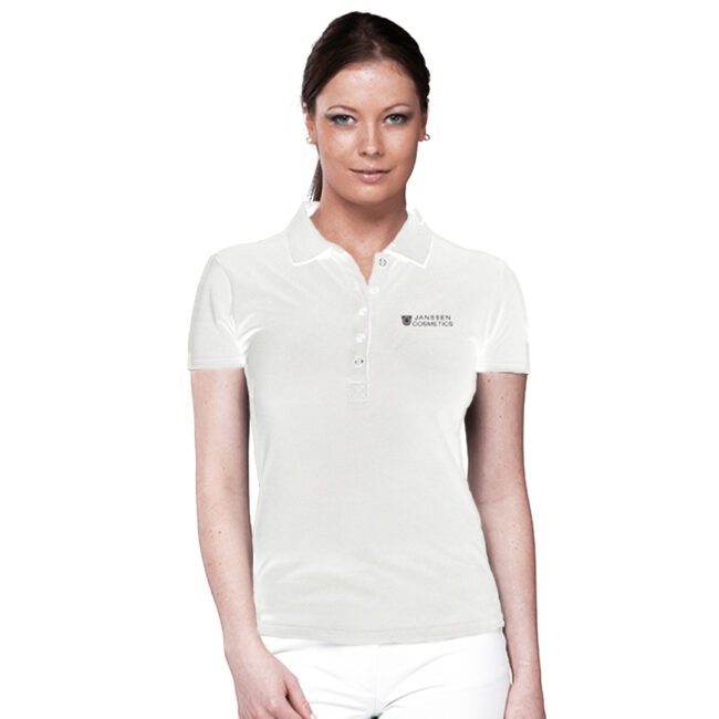 Janssen Cosmetics Női galléros póló S méret hímzett Janssen Cosmetics logóval