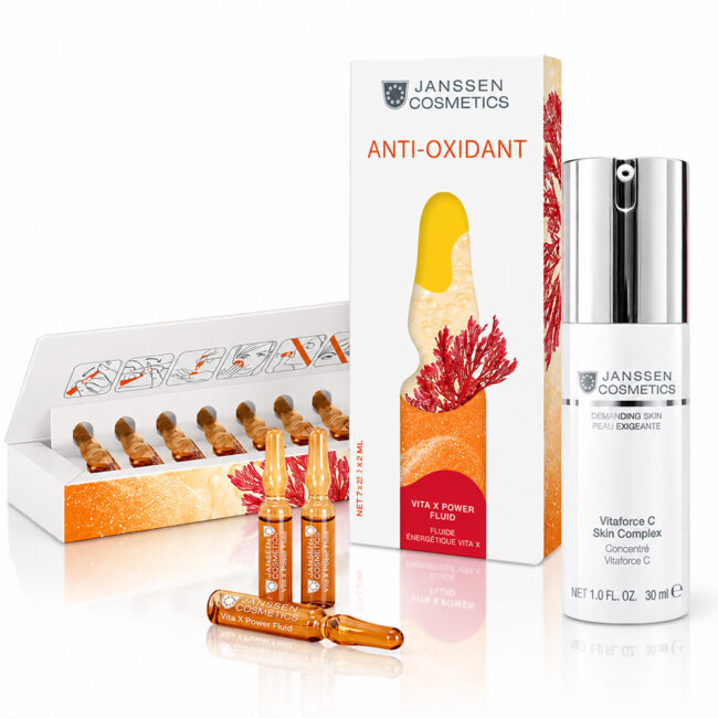 Vitaforce C Skin Complex 30 ml + Vita X Power Fluid 7 × 2 ml Intenzív antioxidáns és C-vitaminos ápolás az üdébb, egyenletesebb és ragyogóbb bőrért.